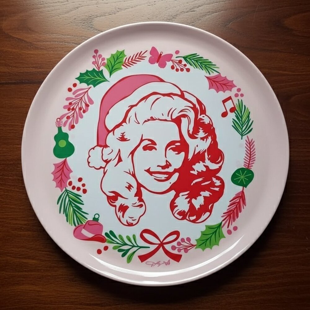 Dolly Parton Santa Hat Christmas Melamine Tray